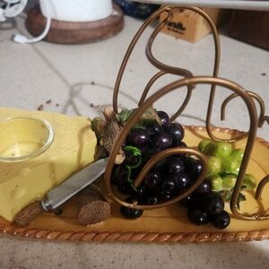 Elegant Cheese and Grapes Candle Holder And Bottle Holder